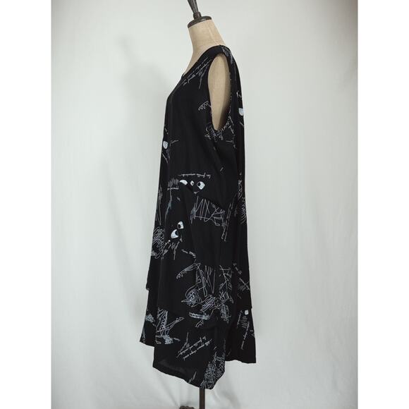 COMFY USA 1X Funky Black and White Dress / Long Tunic 1X #0036 ARTWEAR Design - Picture 4 of 6